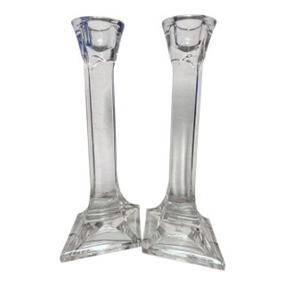 Mikasa Clear Crystal Taper Candle Holders – Set of 2 For Sale