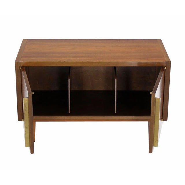 Brown Mid-Century Modern Walnut 2-Door Mini Credenza For Sale - Image 8 of 9