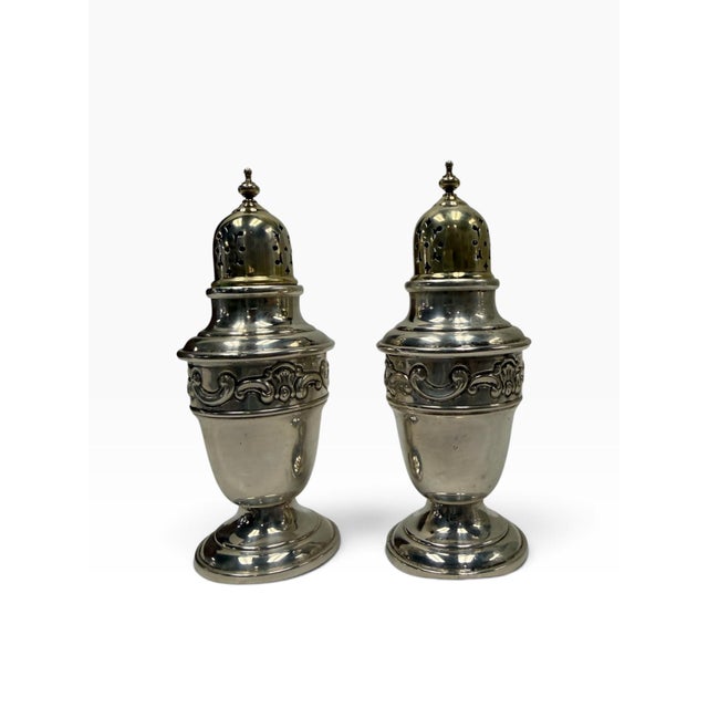 Gorham Antique Gorham "Strasbourg" Solid Sterling Silver Salt & Pepper Shakers - Pair For Sale - Image 4 of 7