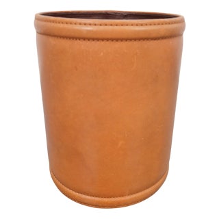 Leather Wastebasket, Denmark, 1960s For Sale