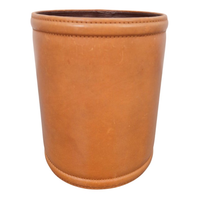 Leather Wastebasket, Denmark, 1960s For Sale