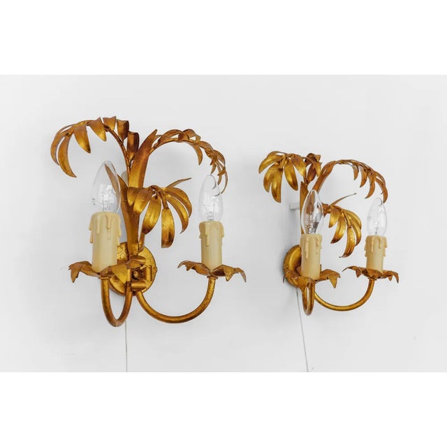 Hollywood Regency Hollywood Regency Double Palm Wall Lights from Hans Kögl, 1970s, Set of 2 For Sale - Image 3 of 13