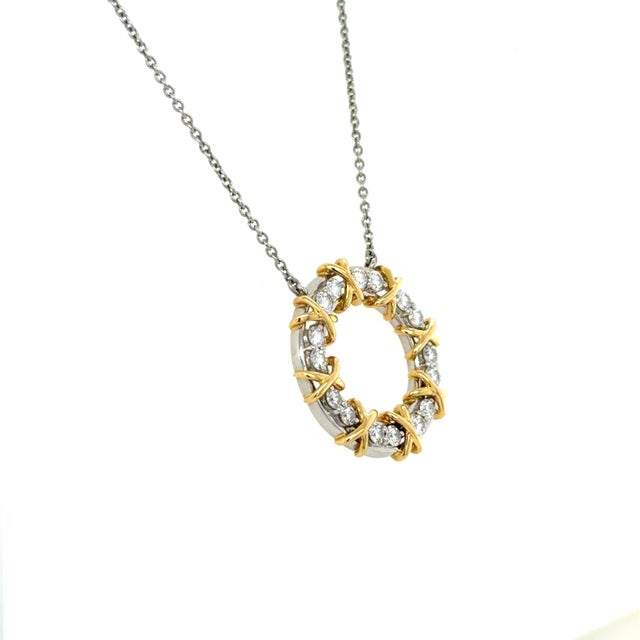 Schlumberger for Tiffany & Co., Sixteen Stone Diamond Circle Pendant/Necklace For Sale - Image 4 of 6