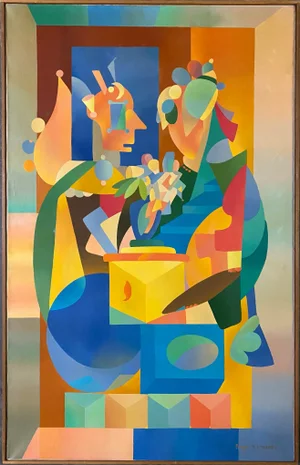 Natalya Prager Cubist Oil Titled "Stravinsky"
