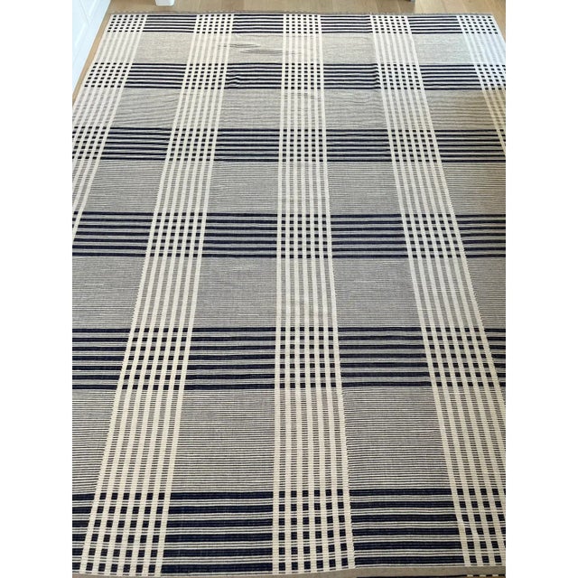 Elizabeth Eakins Master Series Shaker Grid Rug Navy Blue, Tweed, White For Sale - Image 9 of 9