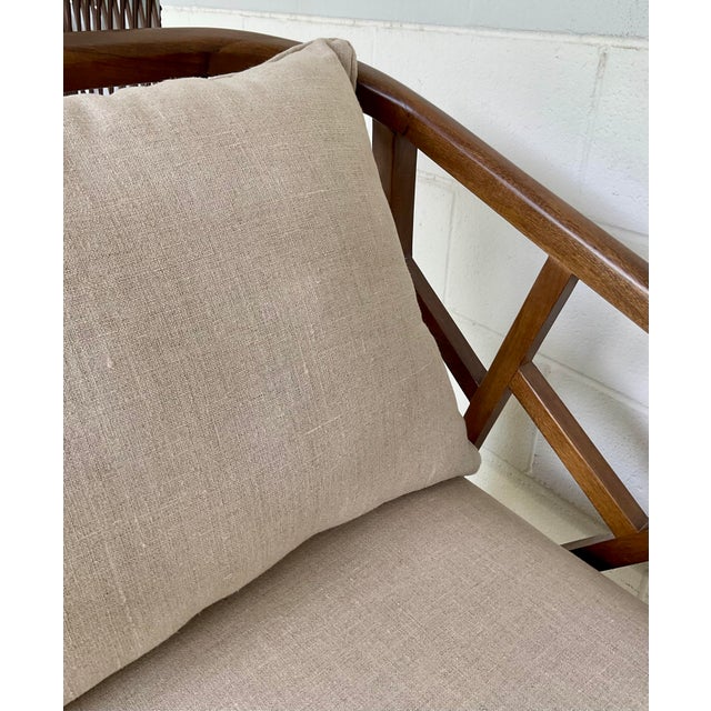 Organic Modern Carved Mango Wood Club Chairs Pair For Sale - Image 9 of 9