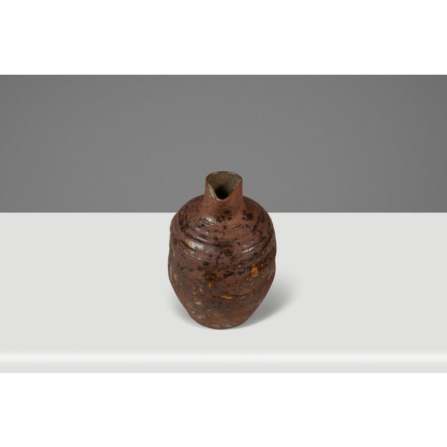 Set of Two (2) Miniature Vintage Ceramic Japanese Shigaraki Yaki Ikebana Flower Vases Vessels, Japan, C. 1960s For Sale - Image 17 of 18