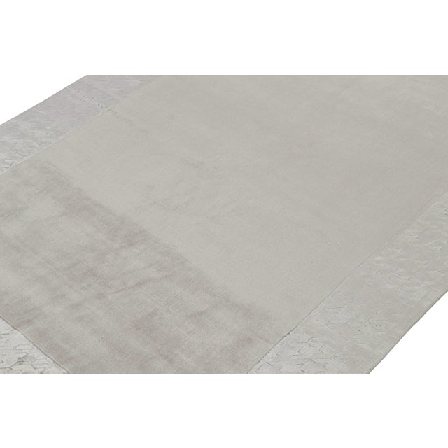 2010s Rug & Kilim’s Modern Rug With Taupe Open Field and Silver-Gray Border For Sale - Image 5 of 7
