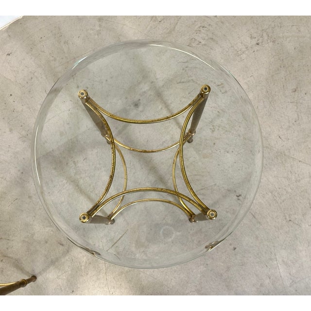 Gold Round Brass and Glass Coffee Tables, 1960s, Set of 2 For Sale - Image 8 of 10