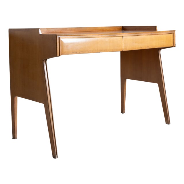 Mid-Century Inlaid Wood Desk, 1950s For Sale