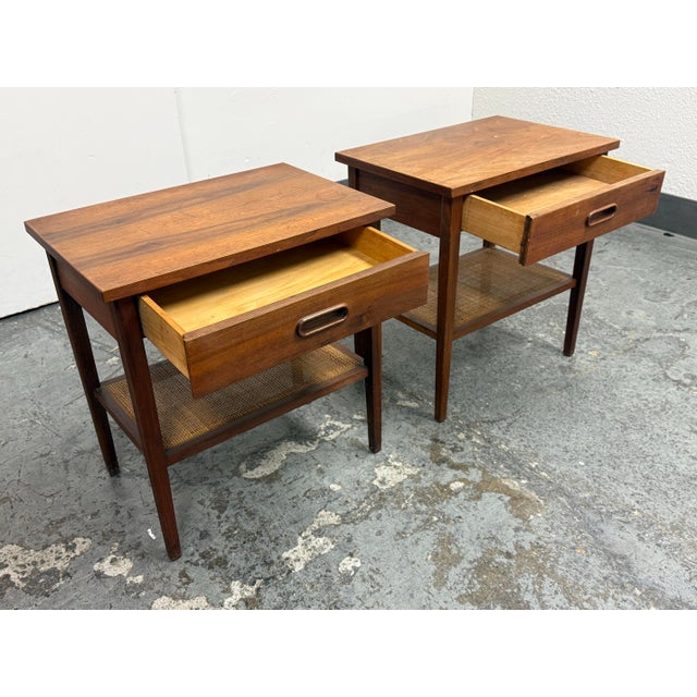 Founders Furniture Company Jack Cartwright for Founders Furniture 1960's Walnut Nightstands, Pair For Sale - Image 4 of 12