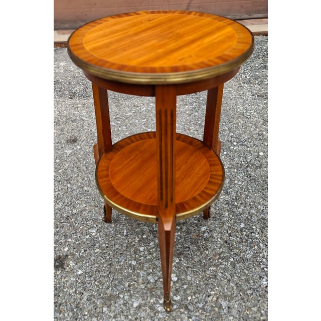 Louis XIV Style Gilt Metal Mounted Mahogany Parquetry Candle Stand Side Table For Sale - Image 9 of 14