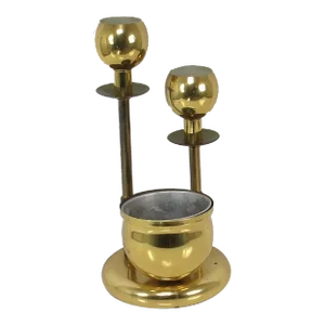 Vintage Brass Double Sphere Globe With Planter Lamp