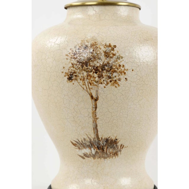 Vintage White Crackle Glaze Temple Jar Lamp With Reimagined "The Swing" by Fragonard For Sale - Image 4 of 8