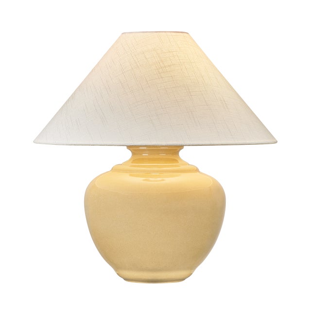 Hudson Valley Lighting French Ridge 23 in. 1 Light Table Lamp in Aged Brass and Ceramic Dijon Wash Finish For Sale In New York - Image 6 of 6