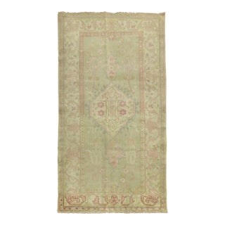 Feminine Antique Turkish Oushak Rug, 3'4'' X 6' For Sale