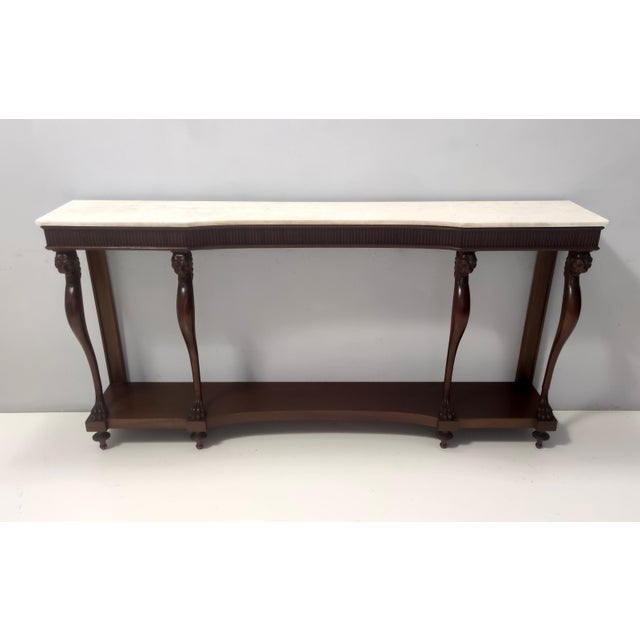 Vintage Neoclassical Console with Carrara Marble Top, 1950s For Sale - Image 4 of 18