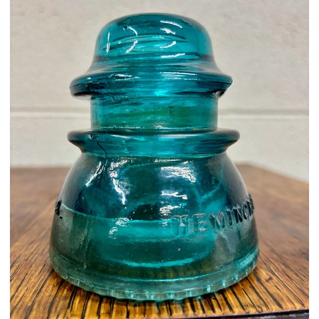 Vintage Hemingray 42 Teal Glass Insulator For Sale In Kansas City - Image 6 of 7