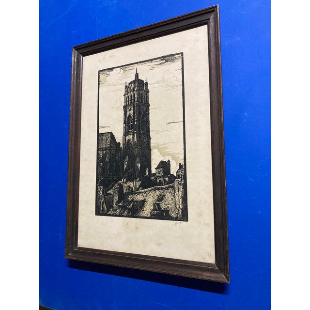 Jean Ferrieu, Rodez Cathedral, 1950s, Paper, Framed For Sale - Image 13 of 14