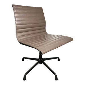 Eames Aluminum Group Leather Swivel Side Chair