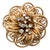 Vintage 1960s Signed Castlecliff Goldtone & Clear Rhinestone Flower Brooch For Sale