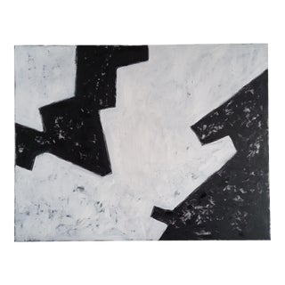 "Interactions (1)" Contemporary Black and White Abstract Oil Painting on Paper by Diane Grant For Sale