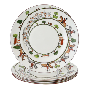 Mid 20th Century Staffordshire Hunting Scene Lunch Plates - Set of 4