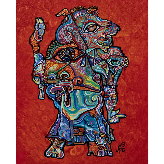 This is a one-of-a-kind original cubist painting by San Diego artist, Alexander Arshansky. Its dimensions are 20" x 16" x...