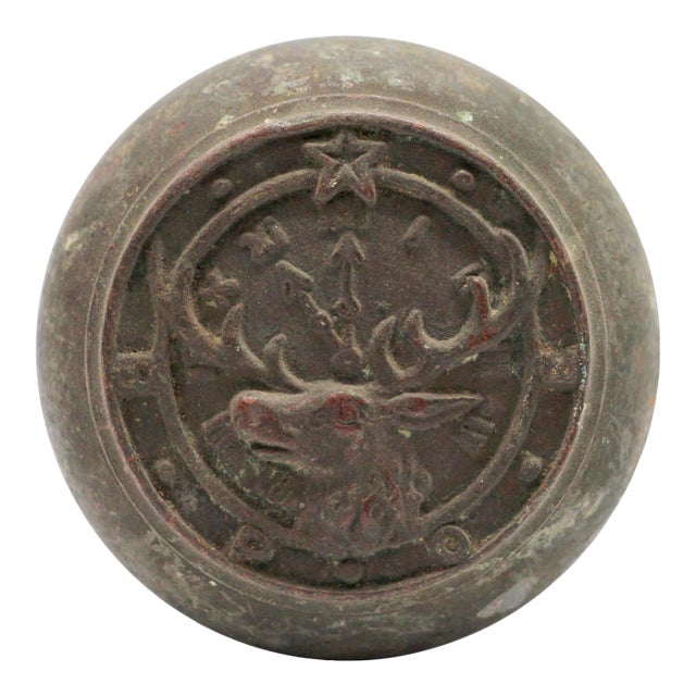 Antique Cast Bronze Emblematic Elks Club Collector's Door Knob For Sale