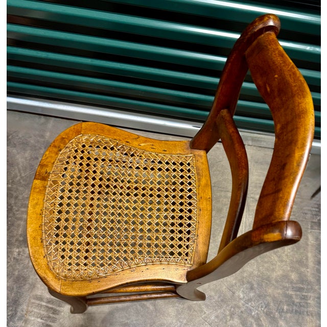 Antique Walnut Cane Seat Side Chair For Sale - Image 6 of 9