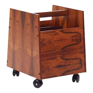 Rolf Hesland for Bruksbo Mid Century Rosewood Magazine Lp Caddy Rack