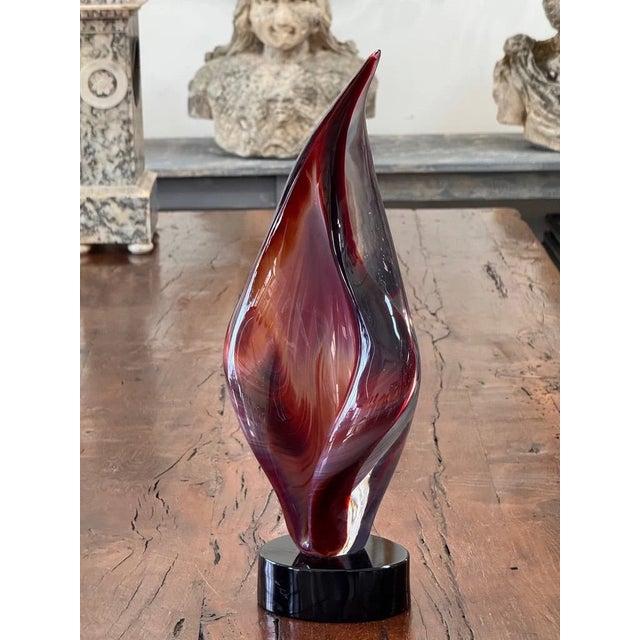 Glass "Flame" by Dino Rosin (Italian B. 1949) Murano Art Glass Sculpture For Sale - Image 7 of 9