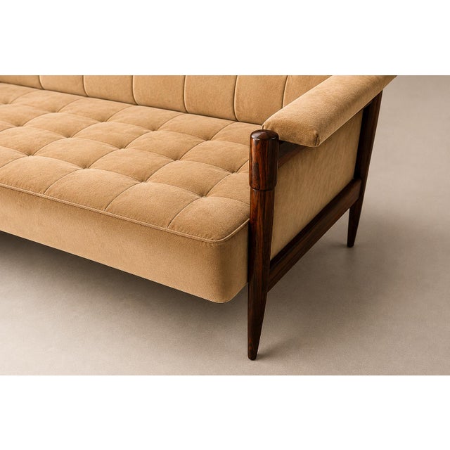 Sofa in Brazilian Rosewood and Camel Mohair by Móveis Provenzal, Brazil, 1960s For Sale - Image 10 of 17