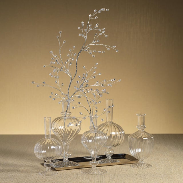 Contemporary Vellum 2-Piece Set Clear Spiral Glass Vases, Urn Shape For Sale - Image 3 of 4