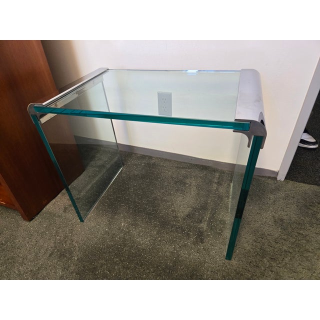 Glass Pace Collection Glass Waterfall End Table For Sale - Image 7 of 8