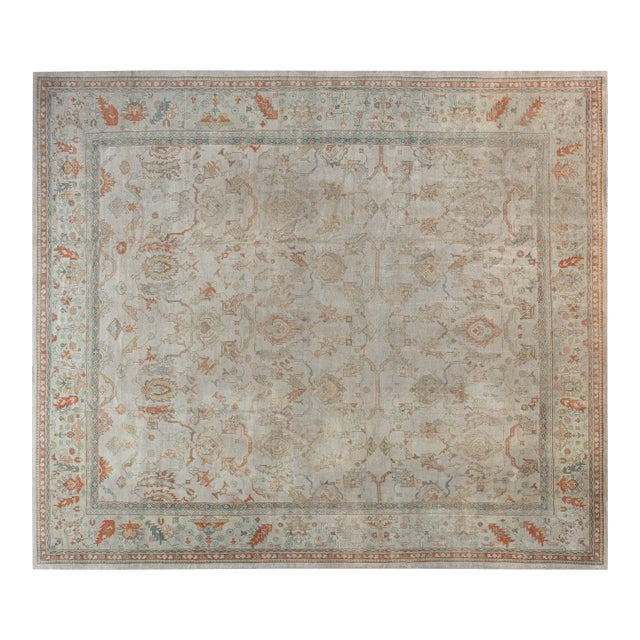 Authentic Turkish Oushak Handmade Wool Rug For Sale