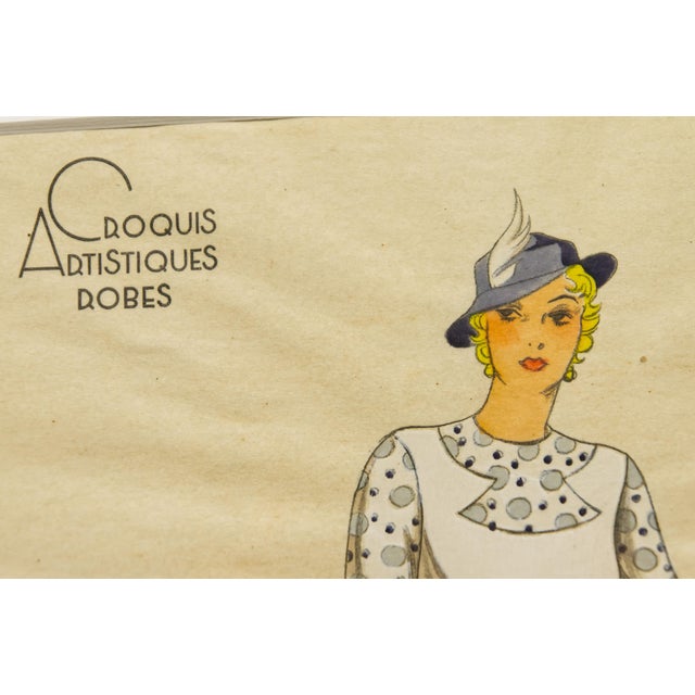 Framed Art Deco Style Summer 1934 Croquis Artistiques French Fashion Prints a Pair For Sale In Louisville - Image 6 of 7