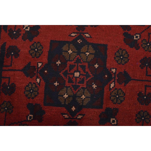Turkmen Runner 1’11” X 4’10” Red Wool Tribal Hand-Knotted Oriental Rug For Sale - Image 4 of 11