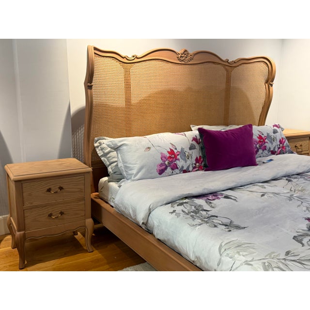 The Willow & Oak French Provincial Scalloped Cane Bed Frame King For Sale In New York - Image 6 of 13