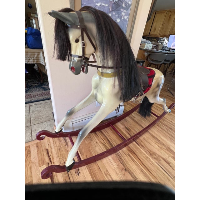 Vintage Haddon Fiberglass Bow Rocking Horse England Adult Size For Sale - Image 4 of 12