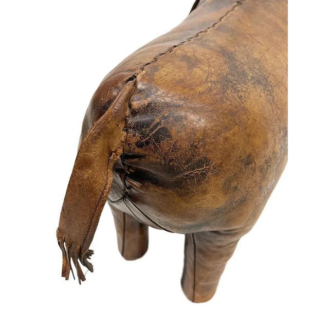Leather Elephant Small Footstool attributed to Dimitri Omersa, 1960s For Sale - Image 6 of 11