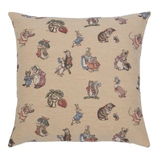 Peter Rabbit & Friends Tapestry Cushion With Feather Filler - 46x46cm (18"x18") For Sale