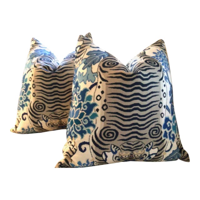 Plush Down-Filled Tibet Tiger Pillows- a Pair For Sale