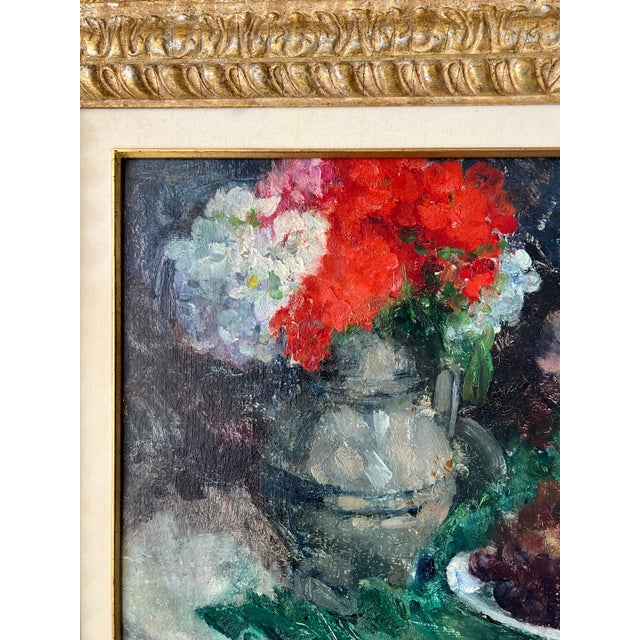 Green Victor Simonin, Belgian Post Impressionist Oil Painting of Flowers Victor Simonin Fauvist Master For Sale - Image 8 of 13