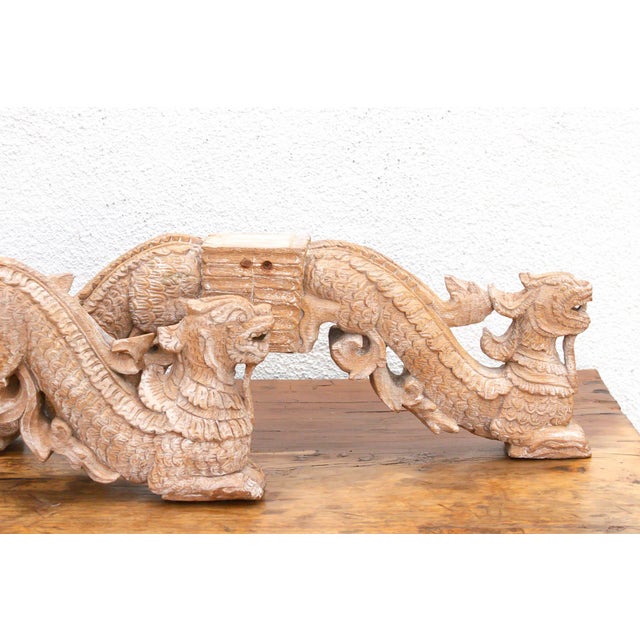Naga Guardians Pair of Finely Carved Dragon Brackets For Sale - Image 9 of 13