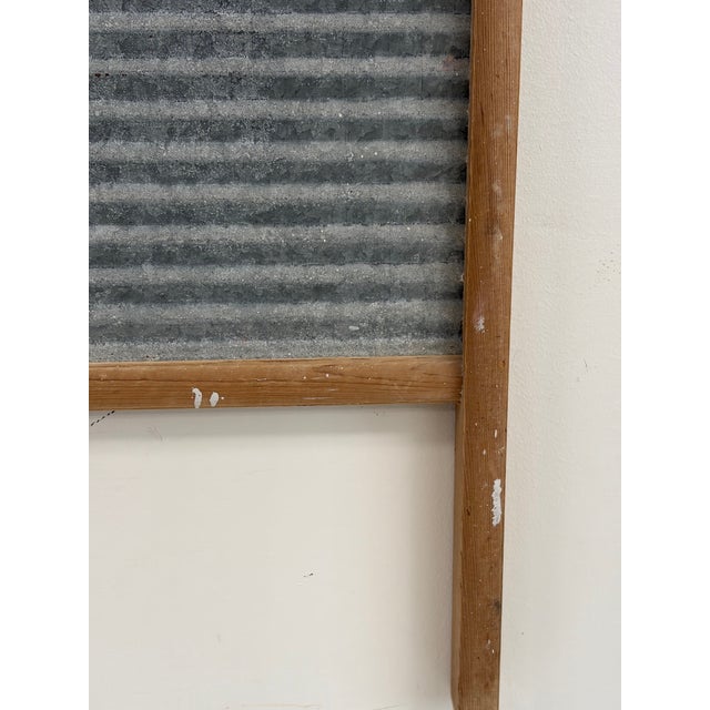 American Vintage MorValu Columbus Washboard Co. Galvanized Metal & Wood Washboard For Sale - Image 3 of 18