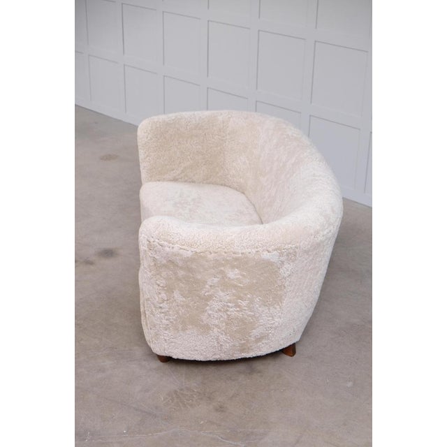 Animal Skin Danish Curved Sheepskin Sofa, 1940s For Sale - Image 7 of 14