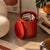Vintage cylindrical laundry basket and storage container produced by Gedy in Italy during the 1970s. Made from glossy red...