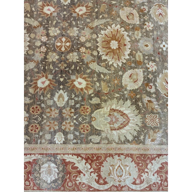 Large Hand-Knotted Oushak-Style Floral Area Rug For Sale - Image 4 of 12