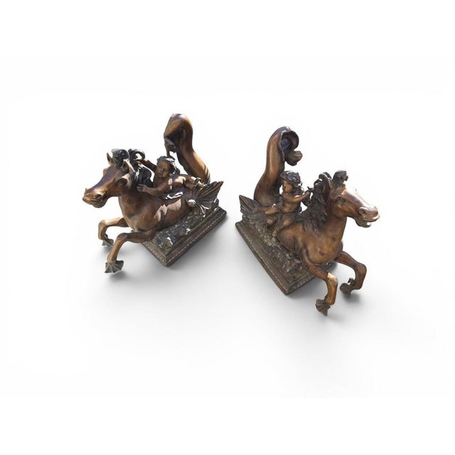 Mythological Sculptures Depicting Putti Riding Seahorses, 1950, Bronze, Set of 2 For Sale - Image 6 of 11
